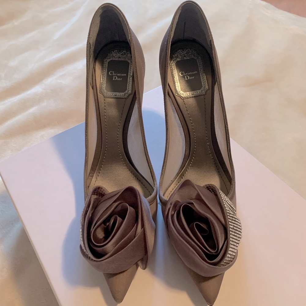 Dior Grey Silk Pumps